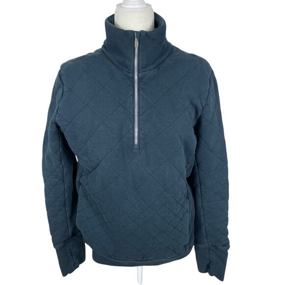 Lululemon Forever Warm Quilted Quarter Zip Heavy Pullover Faded Blue Size 10 - Picture 1 of 15